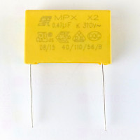 470 nF MKP X2 Kondensator, THT, ±10%, 310 VAC, -40..110 °C, 26,5 x 16,5 x 7 mm, RM 22,5 mm