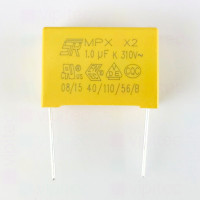 1 µF MKP X2 Kondensator, THT, ±10%, 310 VAC, -40..110 °C, 31,5 x 21,5 x 13 mm, RM 27,5 mm