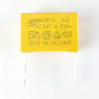 2 µF MKP X2 Kondensator, THT, ±10%, 310 VAC, -40..110 °C, 32 x 26 x 18 mm, RM 27,5 mm