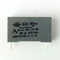 220 nF MKP X2 Kondensator, THT, ±20%, 275 VAC / 560 VDC, -40..110 °C, 26,5 x 15 x 6 mm, RM 22,5 mm