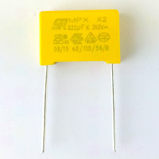 220 nF MKP X2 Kondensator, THT, ±10%, 310 VAC, -40..110 °C, 18 x 12 x 6 mm, RM 15 mm