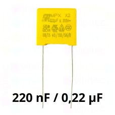 220 nF MKP X2 Kondensator, THT, ±10%, 310 VAC, -40..110 °C, 13 x 12 x 6 mm, RM 10 mm