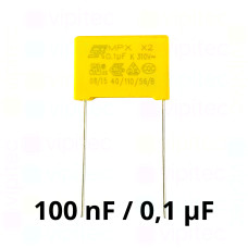 100 nF MKP X2 Kondensator, THT, ±10%, 310 VAC, -40..110 °C, 18 x 12 x 6 mm, RM 15 mm