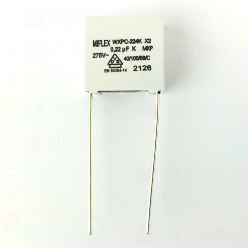 220 nF MKP X2 Kondensator, THT, ±10%, 275 VAC, 18 x 17 x 8,5 mm, RM 15 mm