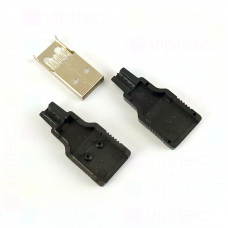 USB-A Kabelstecker, männlich, mit Gehäuse, Bausatz, 30 V, 1,5 A, -20..60 °C, USB-A-KS