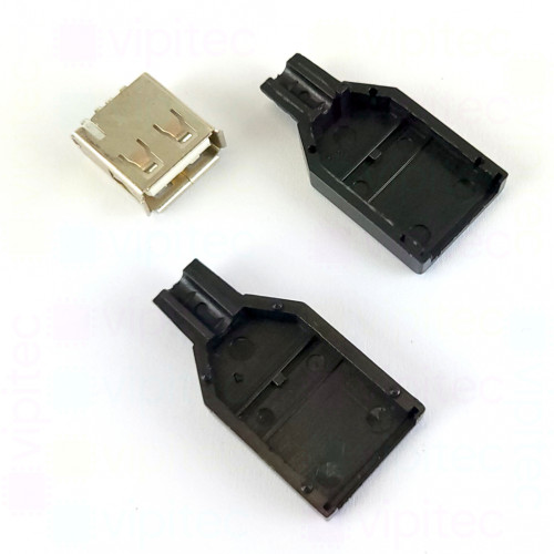 USB-A Kabelbuchse, weiblich, mit Gehäuse, Bausatz, 30 V, 1,5 A, -20..60 °C, USB-A-KB
