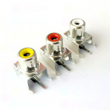 Cinch-Buchsen-Set, Weiß, Gelb, Rot, RCA/Phono, THT