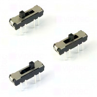 Schiebeschalter, SP3T, 3 Positionen, THT, 13 x 3,5 x 5,6 mm, 2,1 mm Hebel, 12 V, 100 mA, -10..60 °C