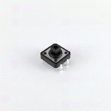 Mikrotaster, SPST-NO, 2 Positionen, THT, 12 x 12 x 7,3 mm, 12 V, 50 mA, -20..70 °C, TACT Schalter, mit quadratischer Fassung für Kappe