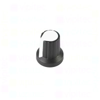 Drehknopf für Potentiometer, Achs-⌀ 6 mm, schwarz / weiß, WH148, ABS Drehknopf für Potentiometer, Achs-⌀ 6 mm, schwarz / weiß, WH148, ABS