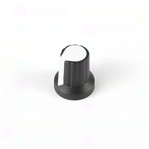 Drehknopf für Potentiometer, Achs-⌀ 6 mm, schwarz / weiß, WH148, ABS