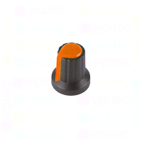 Drehknopf für Potentiometer, Achs-⌀ 6 mm, schwarz / orange, WH148, ABS Drehknopf für Potentiometer, Achs-⌀ 6 mm, schwarz / orange, WH148, ABS