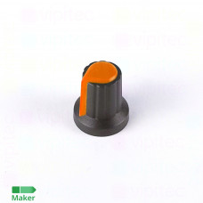 Drehknopf für Potentiometer, Achs-⌀ 6 mm, schwarz / orange, WH148, ABS