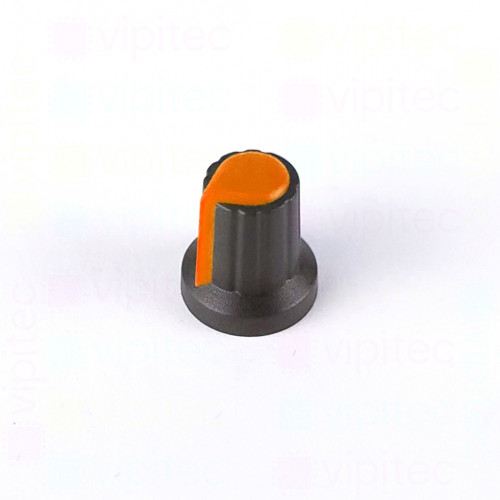 Drehknopf für Potentiometer, Achs-⌀ 6 mm, schwarz / orange, WH148, ABS