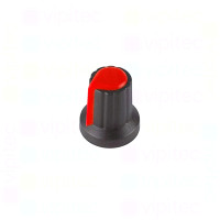 Drehknopf für Potentiometer, Achs-⌀ 6 mm, schwarz / rot, WH148, ABS Drehknopf für Potentiometer, Achs-⌀ 6 mm, schwarz / rot, WH148, ABS