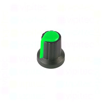 Drehknopf für Potentiometer, Achs-⌀ 6 mm, schwarz / grün, WH148, ABS Drehknopf für Potentiometer, Achs-⌀ 6 mm, schwarz / grün, WH148, ABS