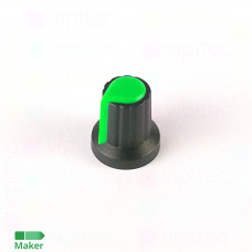 Drehknopf für Potentiometer, Achs-⌀ 6 mm, schwarz / grün, WH148, ABS