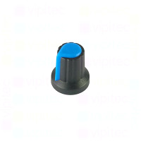 Drehknopf für Potentiometer, Achs-⌀ 6 mm, schwarz / blau, WH148, ABS Drehknopf für Potentiometer, Achs-⌀ 6 mm, schwarz / blau, WH148, ABS