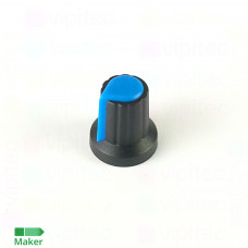 Drehknopf für Potentiometer, Achs-⌀ 6 mm, schwarz / blau, WH148, ABS