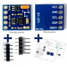 GY-271 Digitaler 3-Achsen-Kompass, mit Anleitung, 3,3..5 V, I2C, QMC5883L