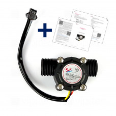 YF-S201 Durchfluss-Sensor, mit Anleitung, 5..18 V, 1..30 l/min., 1/2'' AG