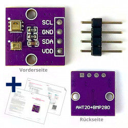 BMP280+AHT20 Temperatur-, Luftdruck- und Luftfeuchtesensor, mit Anleitung, 2,8..5 V, I2C