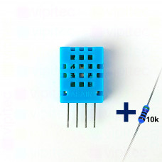 ASAIR® DHT11 Sensor für Temperatur und Luftfeuchte, 3,3..5,5 V, 5..95 ± 5 % rH, -20..60 ± 2 °C, mit 10K Widerstand und Anleitung