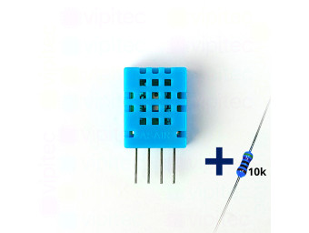 ASAIR® DHT11 Sensor für Temperatur und Luftfeuchte, 3,3..5,5 V, 5..95 ± 5 % rH, -20..60 ± 2 °C, mit 10K Widerstand und Anleitung
