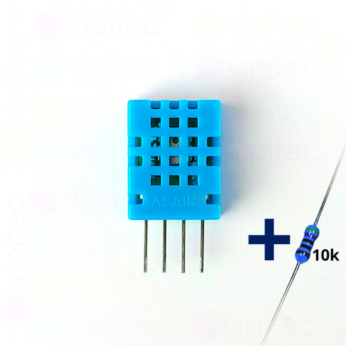 ASAIR® DHT11 Sensor für Temperatur und Luftfeuchte, 3,3..5,5 V, 5..95 ± 5 % rH, -20..60 ± 2 °C, mit 10K Widerstand und Anleitung