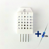 DHT22-C Sensor für Temperatur und Luftfeuchte, 3,3..5,5 V, 5..95 ± 5 % rH, -20..60 ± 3 °C, mit 10K Widerstand und Anleitung