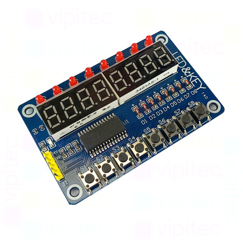 TM1638-8 8-Segment-Anzeige, 8 Elemente, 8 LEDs, 8 Taster, 5 V