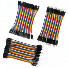 Dupont-Kabelstrang Set, 3x40 Leitungen, 10 cm, je 1x40 Stecker auf Stecker (M-M), Stecker auf Buchse (M-F) und Buchse auf Buchse (F-F), RM 2,54 mm