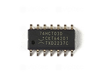 74HCT03, 2-Kanal NAND, 4-fach, Open-Collector-Ausgang, SMD, SO-14, 5V High-Speed CMOS, -40..125 °C