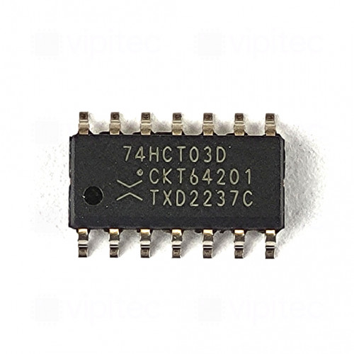 74HCT03, 2-Kanal NAND, 4-fach, Open-Collector-Ausgang, SMD, SO-14, 5V High-Speed CMOS, -40..125 °C