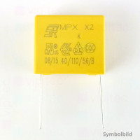 1,5 µF MKP X2 Kondensator, THT, ±10%, 310 VAC, -40..110 °C, 26,3 x 21,5 x 12 mm, RM 22,5 mm