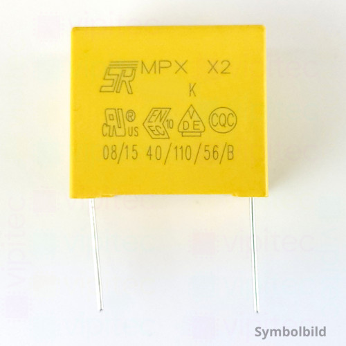 3,3 µF MKP X2 Kondensator, THT, ±10%, 310 VAC, -40..110 °C, 31,5 x 31 x 22 mm, RM 27,5 mm