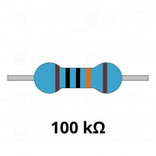 100 Kiloohm Metallschicht-Widerstand, THT, ±1%, 600 mW, 350 V, -55..155 °C, 0207