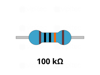 100 Kiloohm Metallschicht-Widerstand, THT, ±1%, 600 mW, 350 V, -55..155 °C, 0207