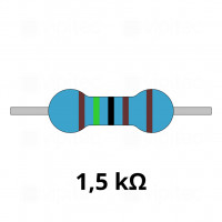 1,5 Kiloohm Metallschicht-Widerstand, THT, ±1%, 600 mW, 350 V, -55..155 °C, 0207
