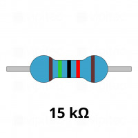 15 Kiloohm Metallschicht-Widerstand, THT, ±1%, 600 mW, 350 V, -55..155 °C, 0207