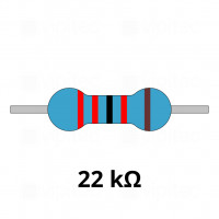 22 Kiloohm Metallschicht-Widerstand, THT, ±1%, 600 mW, 350 V, -55..155 °C, 0207