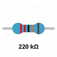 220 Kiloohm Metallschicht-Widerstand, THT, ±1%, 600 mW, 350 V, -55..155 °C, 0207