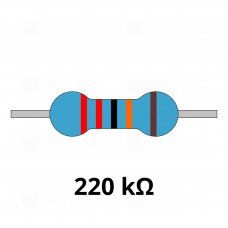 220 Kiloohm Metallschicht-Widerstand, THT, ±1%, 600 mW, 350 V, -55..155 °C, 0207