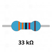 33 Kiloohm Metallschicht-Widerstand, THT, ±1%, 600 mW, 350 V, -55..155 °C, 0207