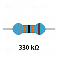 330 Kiloohm Metallschicht-Widerstand, THT, ±1%, 600 mW, 350 V, -55..155 °C, 0207
