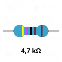 4,7 Kiloohm Metallschicht-Widerstand, THT, ±1%, 600 mW, 350 V, -55..155 °C, 0207