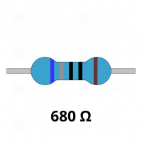 680 Ohm Metallschicht-Widerstand, THT, ±1%, 600 mW, 350 V, -55..155 °C, 0207