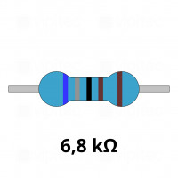 6,8 Kiloohm Metallschicht-Widerstand, THT, ±1%, 600 mW, 350 V, -55..155 °C, 0207