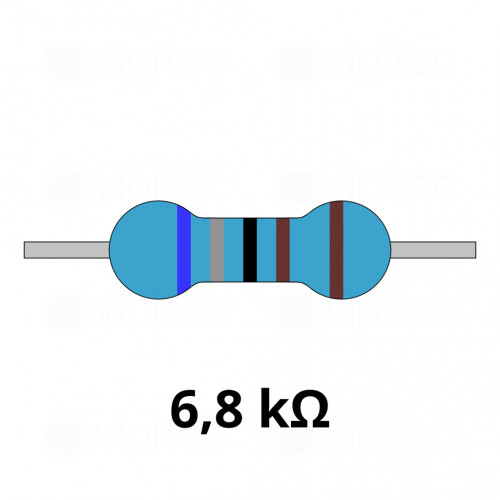 6,8 Kiloohm Metallschicht-Widerstand, THT, ±1%, 600 mW, 350 V, -55..155 °C, 0207