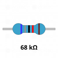 68 Kiloohm Metallschicht-Widerstand, THT, ±1%, 600 mW, 350 V, -55..155 °C, 0207